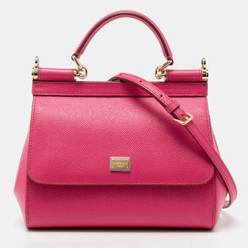 Dolce & Gabbana Pink Leather Small Sicily Top Handle Bag
