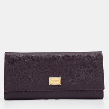 Dolce & Gabbana Dark Purple Leather Continental Wallet