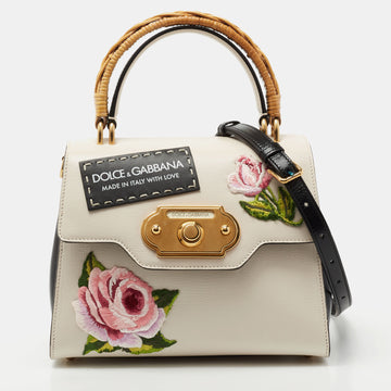 Dolce & Gabbana White Leather Welcome Top Handle Bag
