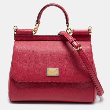 Dolce & Gabbana Red Leather Medium Miss Sicily Tote