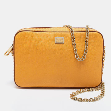 Dolce & Gabbana Yellow Leather Glam Crossbody Bag