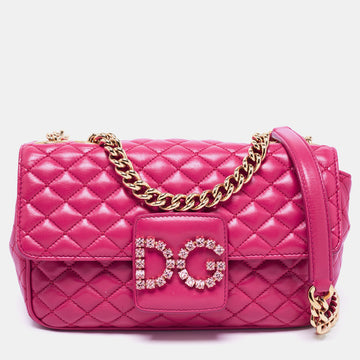 Dolce & Gabbana Pink Quilted Leather DG Millennials Shoulder Bag