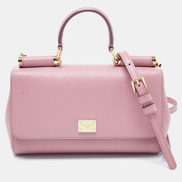 Dolce & Gabbana Pink Leather Miss Sicily Top Handle Bag