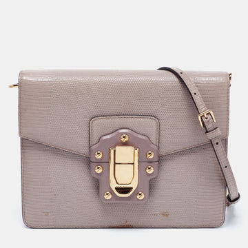 Dolce & Gabbana Grey Embossed  Lucia Shoulder Bag