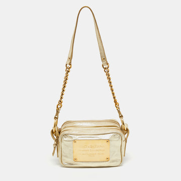 Dolce & Gabbana Metallic Gold Leather Double Zip Camera Bag