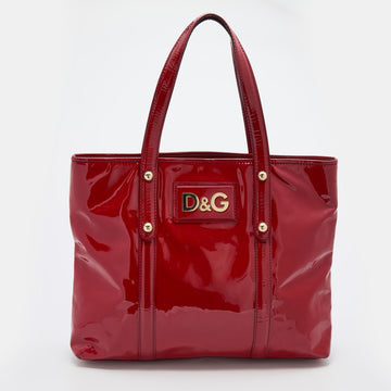 Dolce & Gabbana Red Patent Leather Estelle Tote