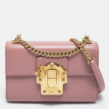 Dolce & Gabbana Dusty Pink Leather Small Lucia Shoulder Bag