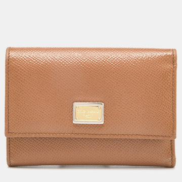 DOLCE & GABBANA Beige Leather Trifold Wallet