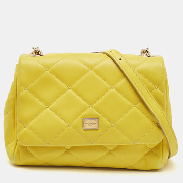 DOLCE & GABBANA Yellow Quilted Leather Miss Kate Shoulder Bag