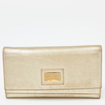 DOLCE & GABBANA Gold Leather Continental Wallet