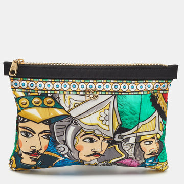 DOLCE & GABBANA Multicolor Printed Fabric Zip Pouch