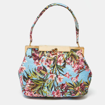 DOLCE & GABBANA Multicolor Floral Print Canvas Kisslock Frame Bag