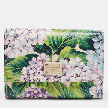 DOLCE & GABBANA Multicolor Floral Print Leather Trifold Wallet