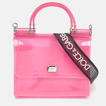 DOLCE & GABBANA Pink/Black Jelly Miss Sicily Top Handle Bag
