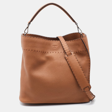 Fendi Brown Leather Large Anna Shoulder Bag
