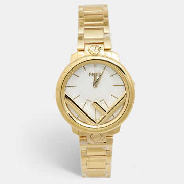 Fendi White Gold Plated Stainless Steel Runaway F711434000 Women's Wristwatch 36 mm