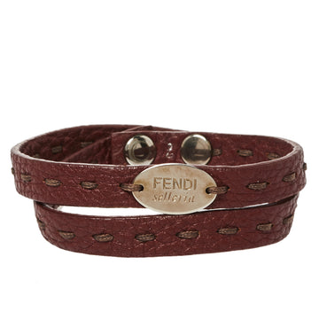 Fendi Brown Selleria Double Wrap Bracelet