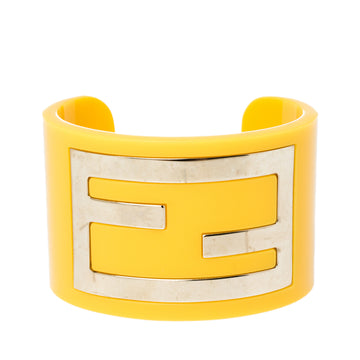 Fendi Yellow Resin Zucca Cuff Bracelet