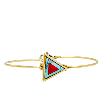 Fendi Red/Blue Resin Rainbow Pyramid Gold Tone Bracelet S