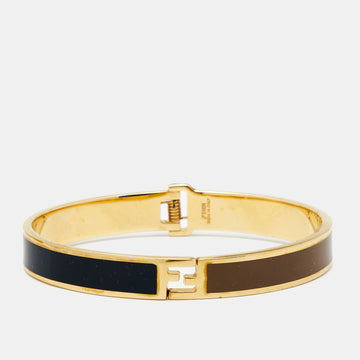 Fendi The Fendista Bicolor Enamel Gold Tone Bracelet L