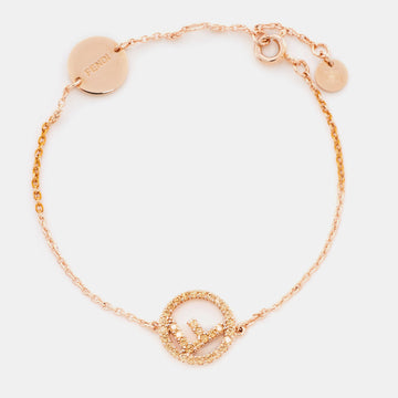 Fendi F is Fendi Crystal Embellished Gold Tone Bracelet