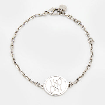 Fendi Silver Tone FF Tag Chain Bracelet