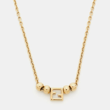 Fendi Logo Gold Tone Necklace