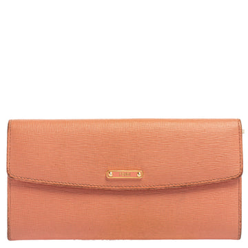 Fendi Peach Leather Logo Flap Continental Wallet
