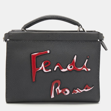 Fendi Grey Leather Mini Peekaboo Fit Bag