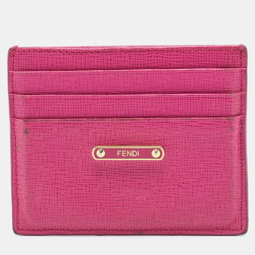 Fendi Pink Textured Leather Crayons Card Holder