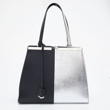 Fendi Black/SIlver Leather Large 3Jours Tote