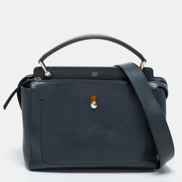 Fendi Black Leather Dotcom Top Handle Bag
