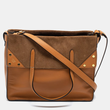 Fendi Tan Leather and Suede Flip Tote