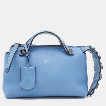 Fendi Blue Leather Mini By The Way Embellished Shoulder Bag