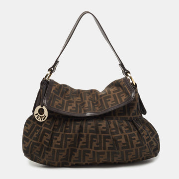 Fendi Brown Zucca Canvas and Leather Chef Shoulder Bag