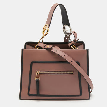 Fendi Dusty Pink/Black Leather Small Runaway Top Handle Bag