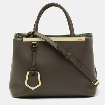 FENDI Grey Leather Small 2Jours Tote