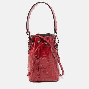 FENDI Red Zucca Leather Mini Mon Tresor Bucket Bag