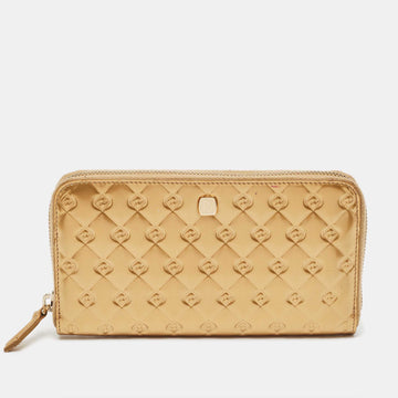 FENDI Gold Embossed Patent Leather licious Continental Wallet