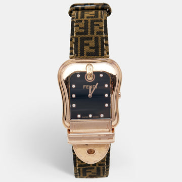 Fendi Black Rose Gold Plated Stainless Steel B.Fendi Canvas 3800G Women's Wristwatch 32MM