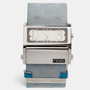 FENDI Cream Stainless Steel Canvas Zip Code1120G Women's Wristwatch 45 mm