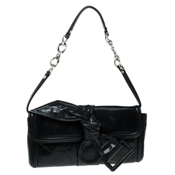 Givenchy Black Leather Knot Clutch