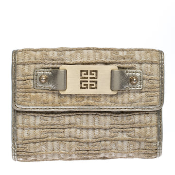 Givenchy Ivory Fabric Flap Compact Wallet