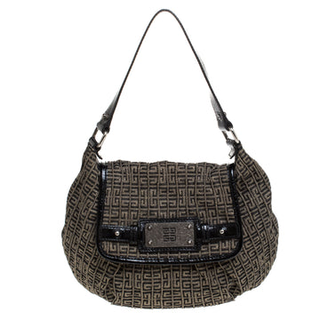 Givenchy Brown/Black  Monogram Canvas and Patent Leather Hobo