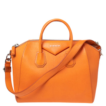 Givenchy Orange Leather Medium Antigona Satchel
