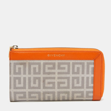 Givenchy Orange/Grey Signature Canvas And Leather Wallet