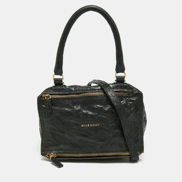 Givenchy Black Crinkled Leather Small Pandora Shoulder Bag