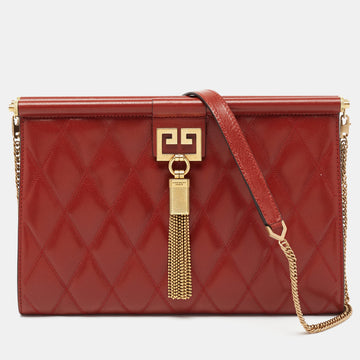 Givenchy Rust Red Quilted Leather Medium Gem Shoulder Bag