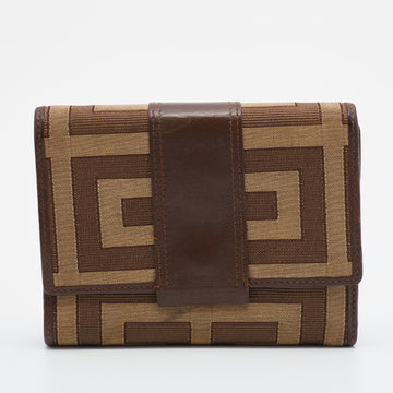 Givenchy Beige/Brown Monogram Canvas And Leather Trifold Compact Wallet