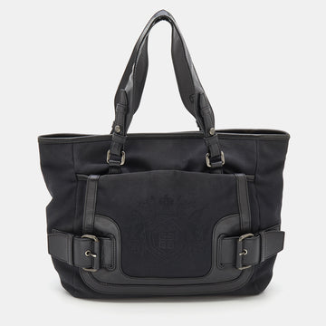 Givenchy Black Canvas and Leather Buckle Detail Tote